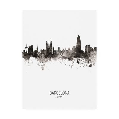 Michael Tompsett 'Barcelona Spain Skyline Portrait II' Canvas Art