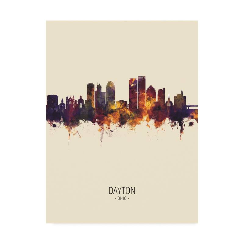 Michael Tompsett 'Dayton Ohio Skyline Portrait III' Canvas Art - 14x19