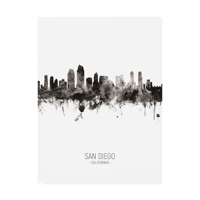 Michael Tompsett 'San Diego California Skyline Portrait II' Canvas Art