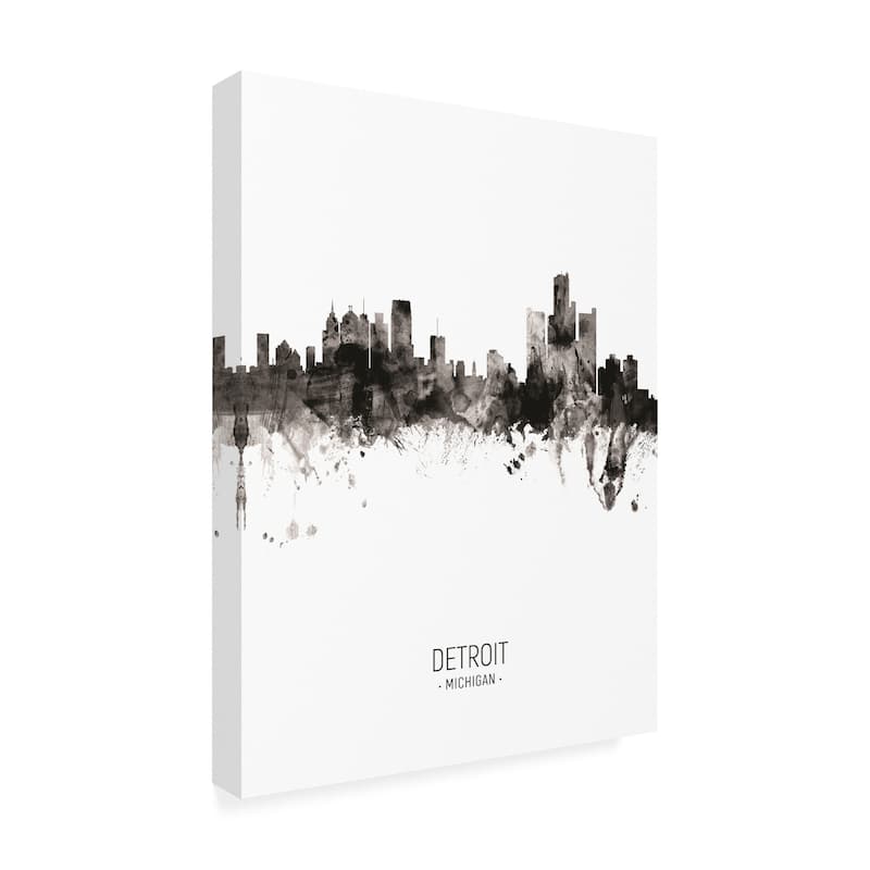 Michael Tompsett 'Detroit Michigan Skyline Portrait II' Canvas Art