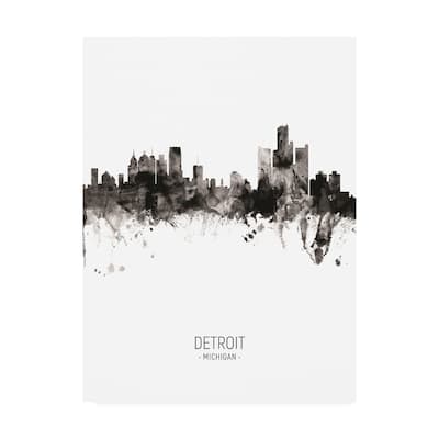 Michael Tompsett 'Detroit Michigan Skyline Portrait II' Canvas Art