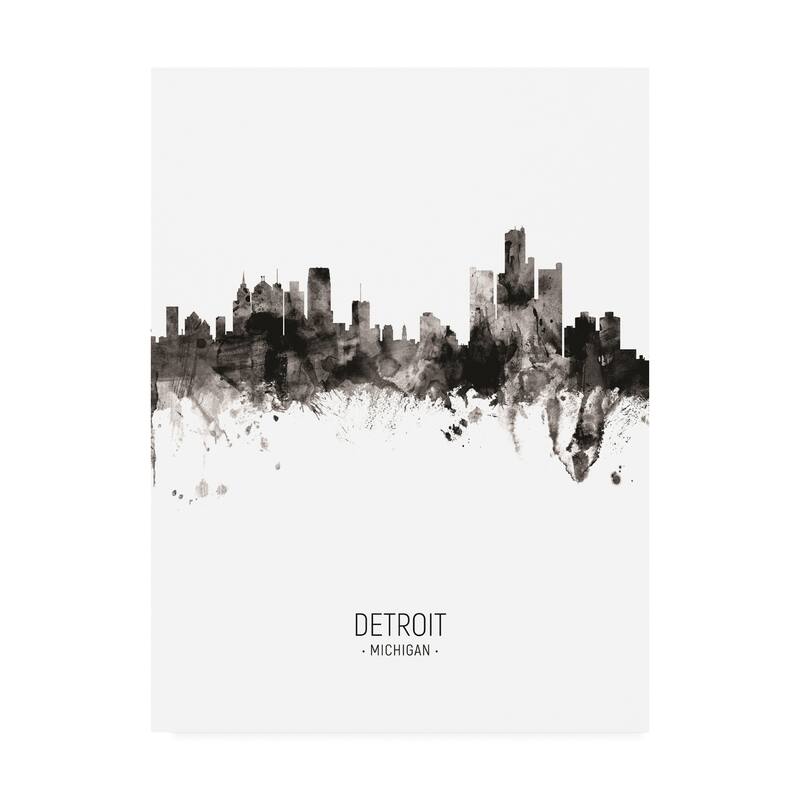 Michael Tompsett 'Detroit Michigan Skyline Portrait II' Canvas Art