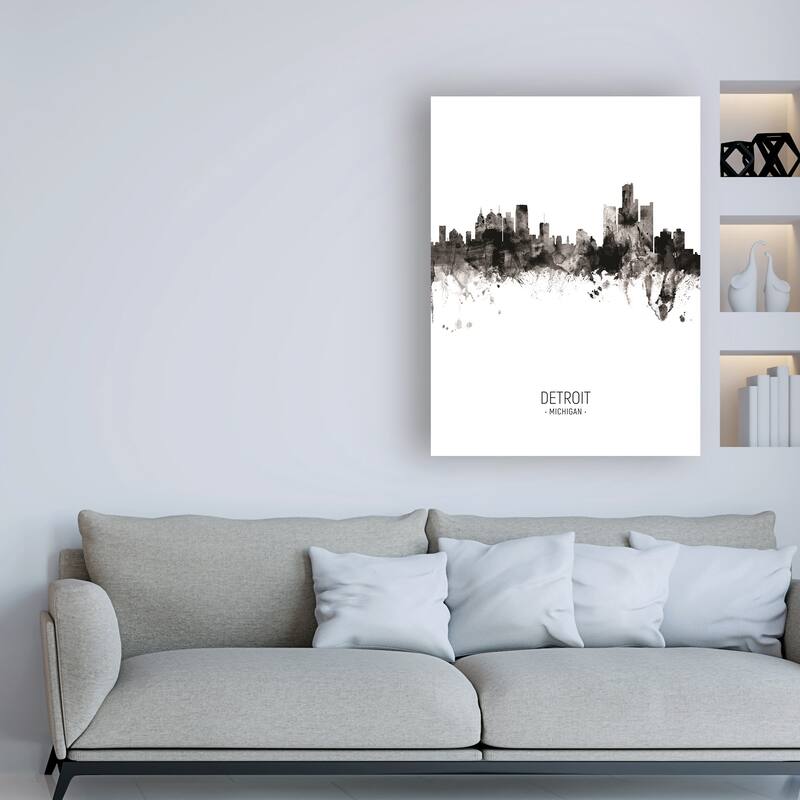 Michael Tompsett 'Detroit Michigan Skyline Portrait II' Canvas Art