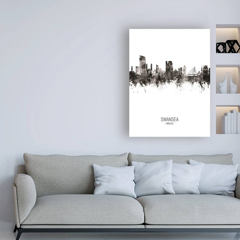 Michael Tompsett 'Swansea Wales Skyline Portrait II' Canvas Art