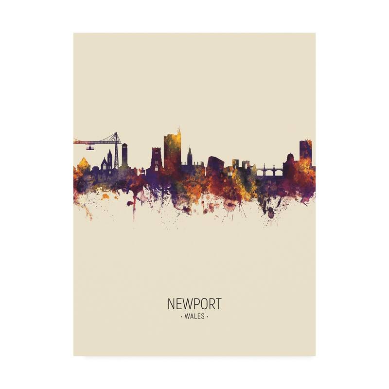Michael Tompsett 'Newport Wales Skyline Portrait III' Canvas Art