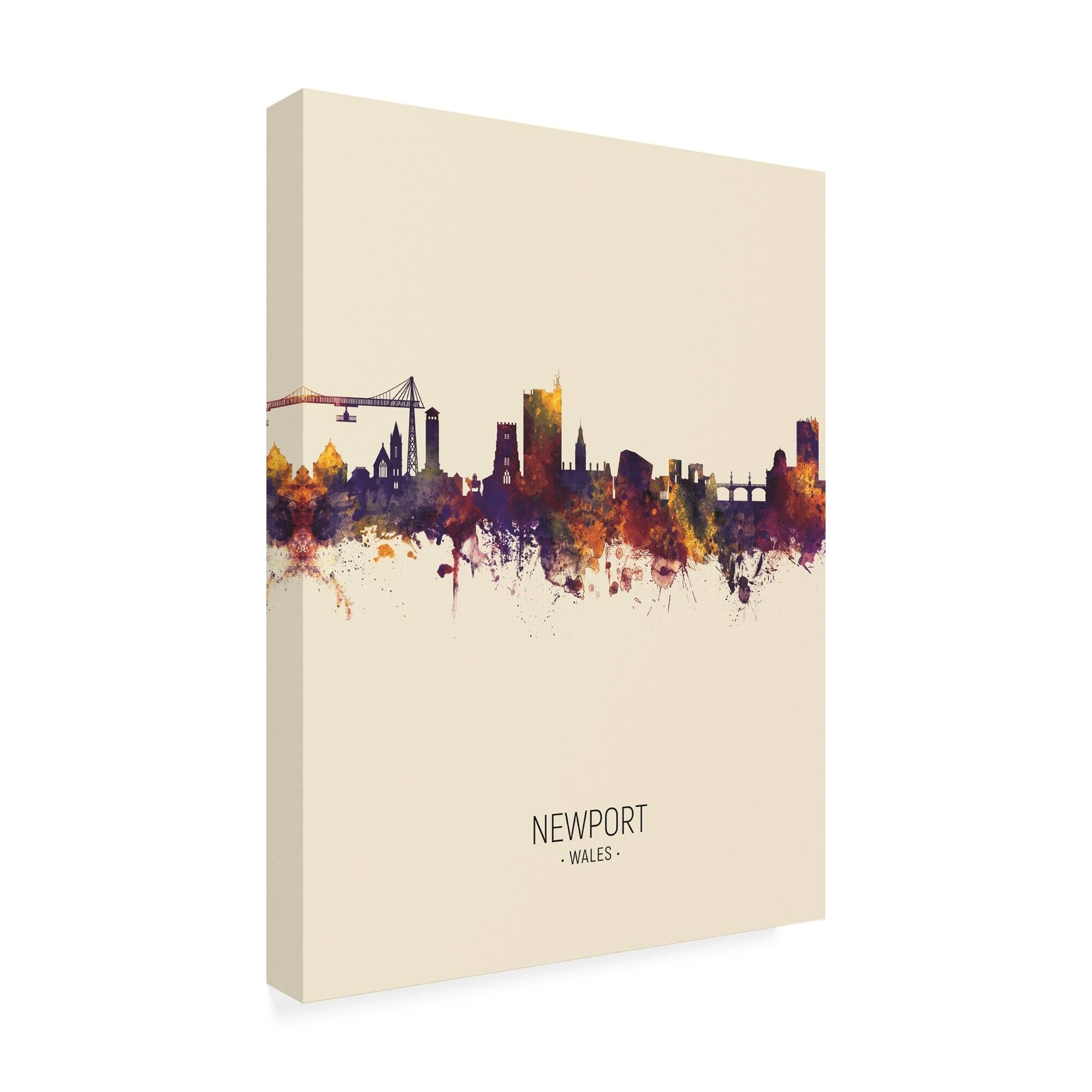 Michael Tompsett 'Newport Wales Skyline Portrait III' Canvas Art - Bed ...