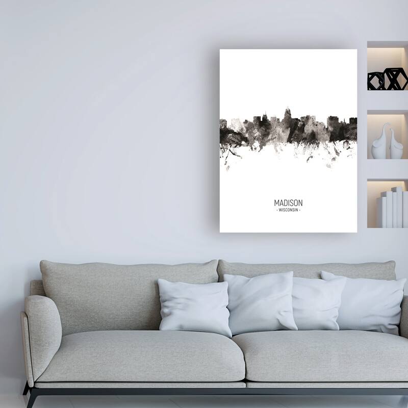 Michael Tompsett 'Madison Wisconsin Skyline Portrait II' Canvas Art