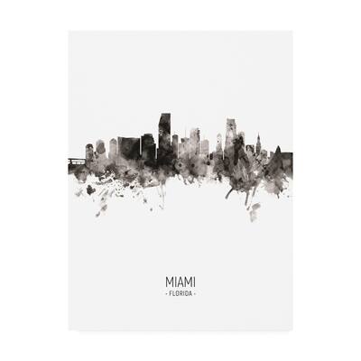 Michael Tompsett 'Miami Florida Skyline Portrait II' Canvas Art