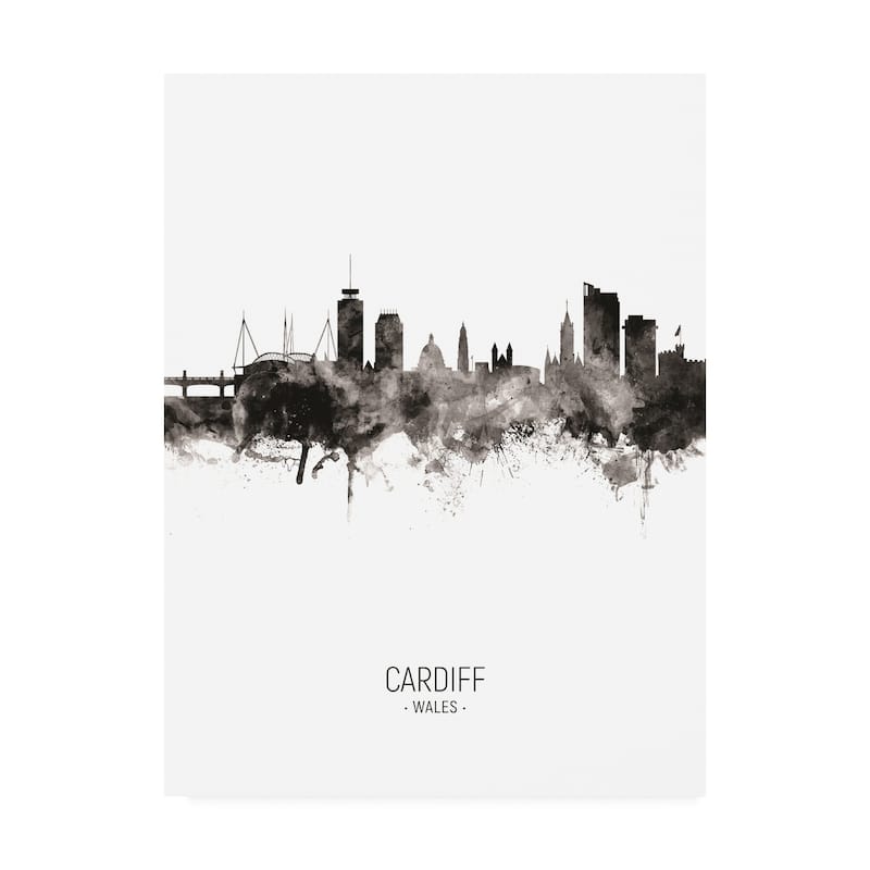Michael Tompsett 'Cardiff Wales Skyline Portrait II' Canvas Art - 18x24