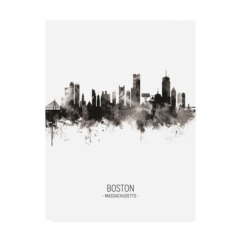 Michael Tompsett 'Boston Massachusetts Skyline Portrait II' Canvas Art - 14x19