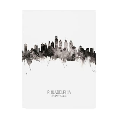 Michael Tompsett 'Philadelphia Pennsylvania Skyline Portrait II' Canvas Art