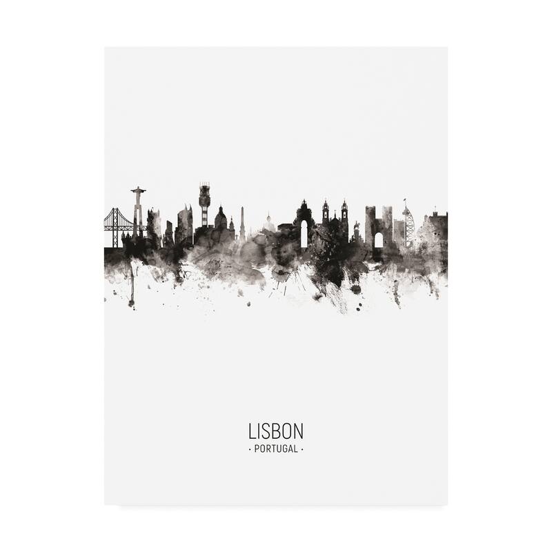 Michael Tompsett 'Lisbon Portugal Skyline Portrait II' Canvas Art - 14x19