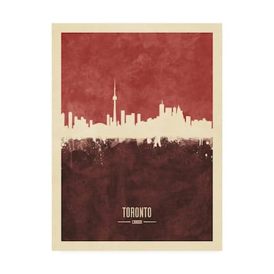 Michael Tompsett 'Toronto Canada Skyline Red II' Canvas Art