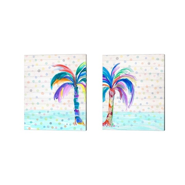 Julie DeRice 'Funky Palm on Dots' Canvas Art (Set of 2)