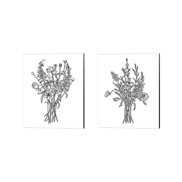 Emma Scarvey 'Black & White Bouquet' Canvas Art (Set of 2)