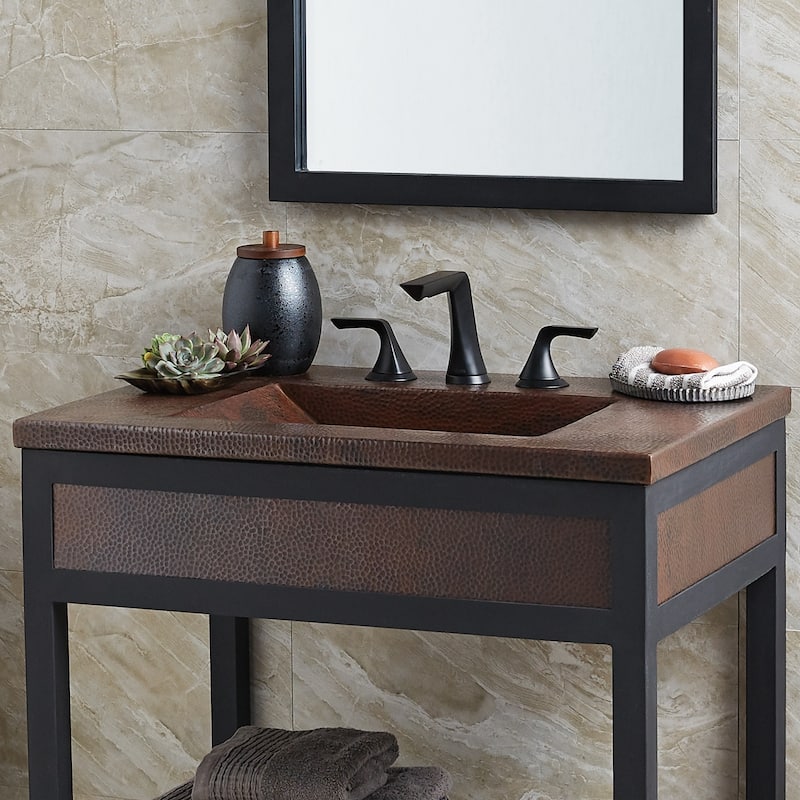 Cozumel Vanity Top with Integral Bathroom Sink in Antique Copper (Top Only)