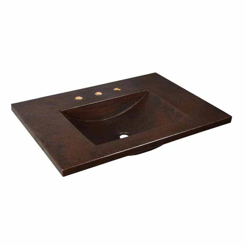 Cozumel Vanity Top with Integral Bathroom Sink in Antique Copper (Top Only)