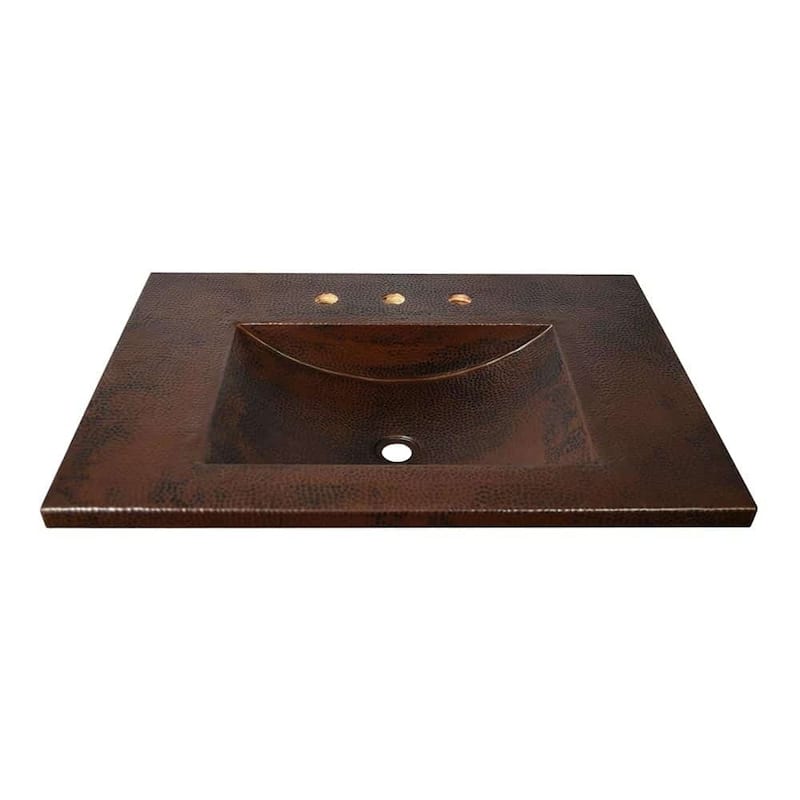 Cozumel Vanity Top with Integral Bathroom Sink in Antique Copper (Top Only)