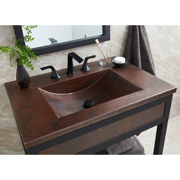 slide 1 of 10, Cozumel Vanity Top with Integral Bathroom Sink in Antique Copper (Top Only) 30.5" x 21.75" x 4.5"