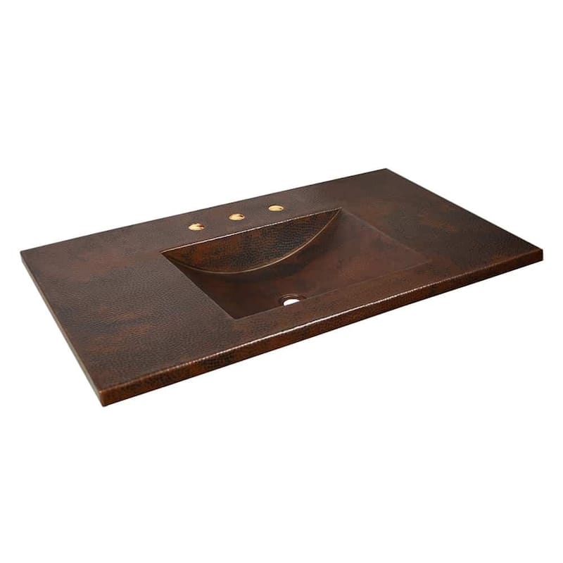 Cozumel Vanity Top with Integral Bathroom Sink in Antique Copper (Top Only)