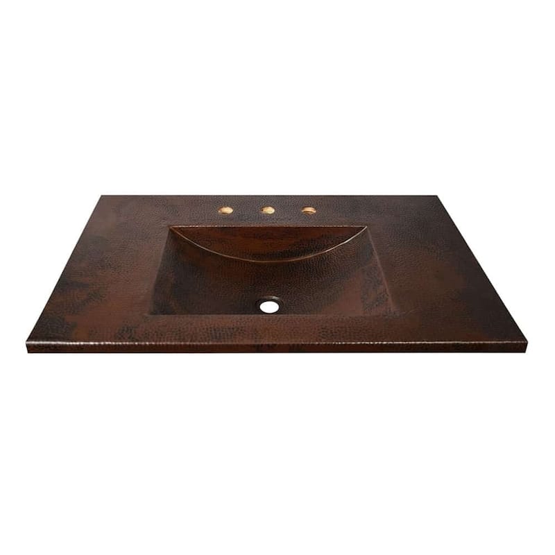 Cozumel Vanity Top with Integral Bathroom Sink in Antique Copper (Top Only) - 36.5" x 21.75" x 4.5"