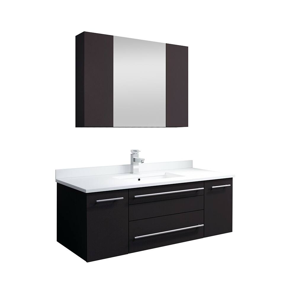 Fresca Lucera 42" Espresso Wall Hung Undermount Sink Modern Bathroom Vanity w/ Medicine Cabinet
