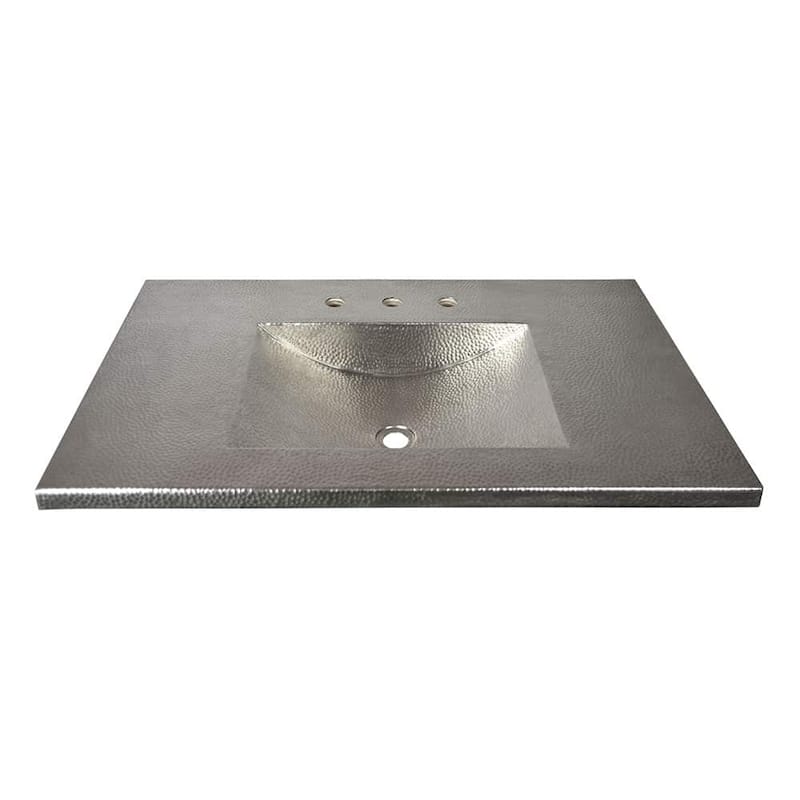 Cozumel Vanity Top with Integral Bathroom Sink in Brushed Nickel (Top Only)