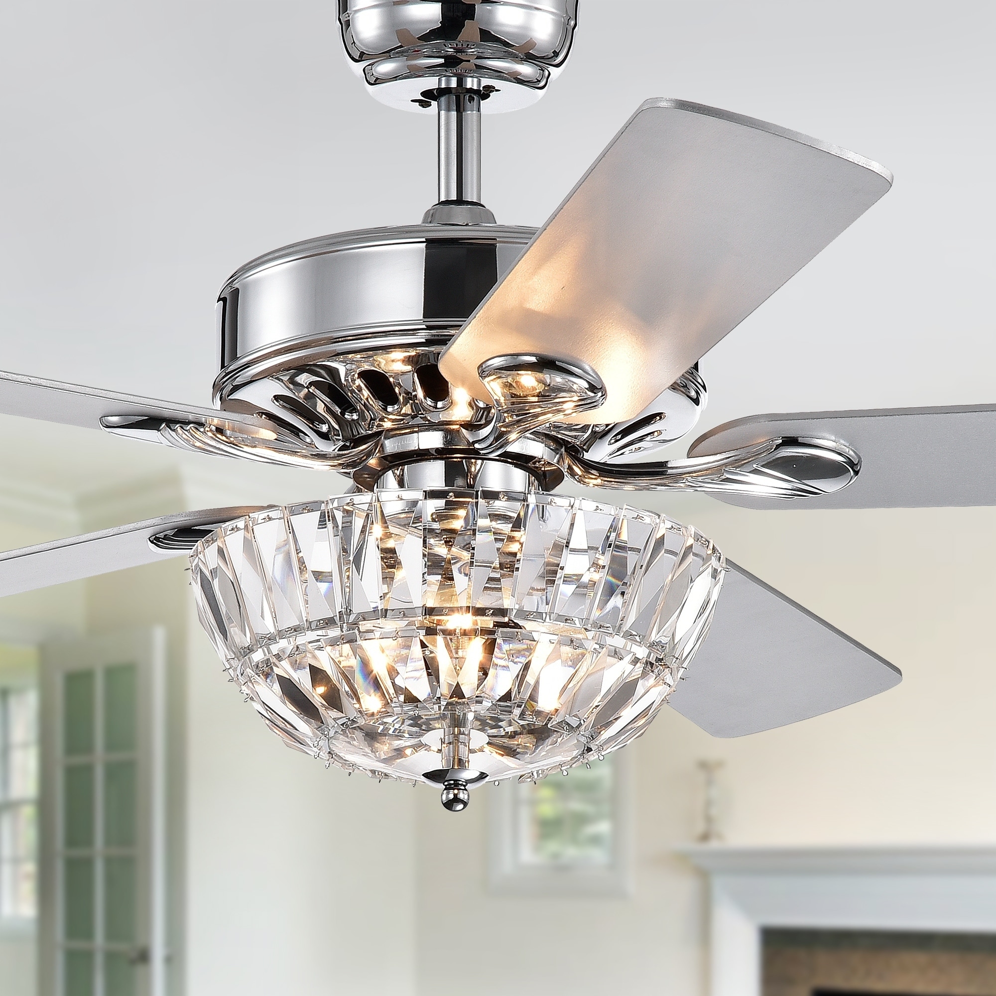 Maletitaroja Ceiling Fan Light Bowl   Senma 52 Inch 3 Light Lighted Ceiling Fan With Crystal Bowl Shade Incl. Remote 2 Color Option Blades Aa24c535 Bbc1 4399 A091 0acf1f598603 