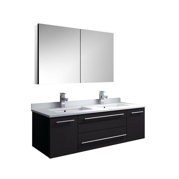 Shop Fresca Lucera 48 Espresso Wall Hung Double Undermount Sink Modern Bathroom Vanity W Medicine Cabinet Overstock 27617950