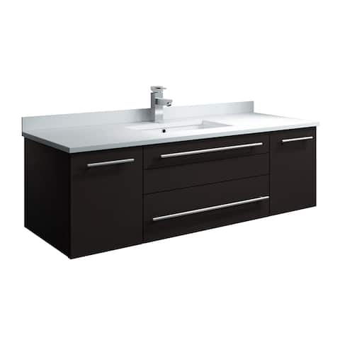 Fresca Lucera 48" Espresso Wall Hung Modern Bathroom Cabinet w/ Top & Undermount Sink