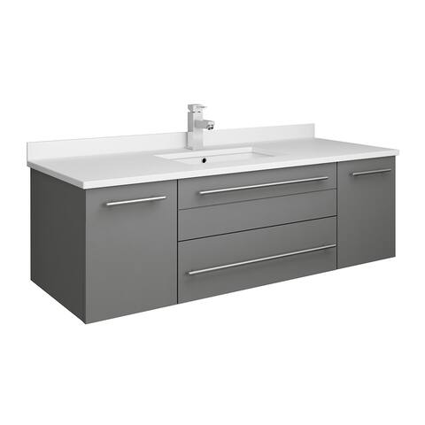 Fresca Lucera 48" Gray Wall Hung Modern Bathroom Cabinet w/ Top & Undermount Sink