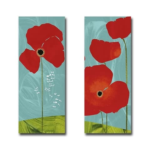Bees Humming & Poppy Sky by Susy Pilgrim Waters Gallery Wrapped Canvas Giclee Art Set (Ready to Hang)
