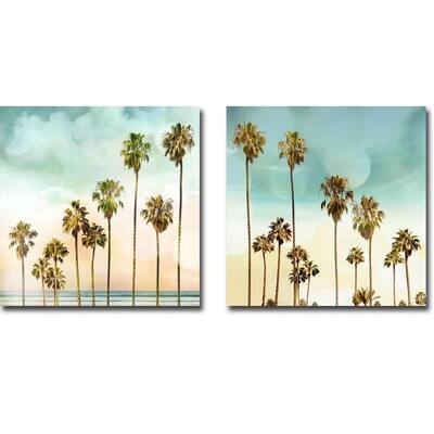 Beach Palms I & II by Devon Davis 2-pc Gallery Wrapped Canvas Giclee Art Set (Ready to Hang)