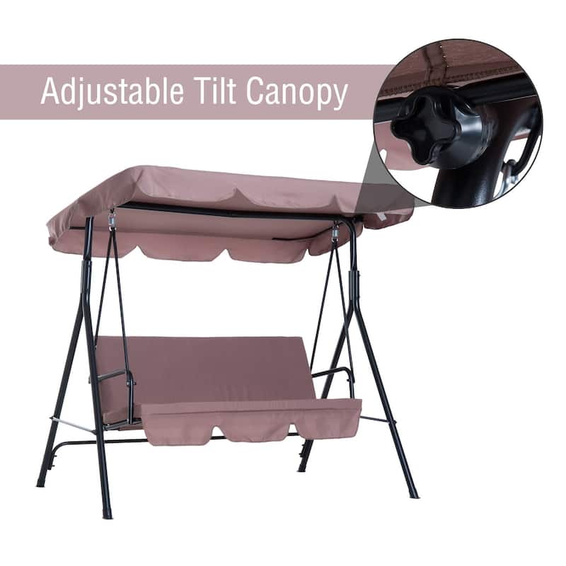 Outsunny 3-person Patio Porch Swing with Adjustable Canopy