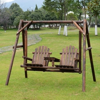 2 seater wooden garden swing seat