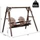 preview thumbnail 5 of 3, Outsunny Outdoor Adirondack Chair 2 Seat Freestanding Solid Wood Rustic Log Swing