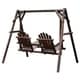 preview thumbnail 4 of 3, Outsunny Outdoor Adirondack Chair 2 Seat Freestanding Solid Wood Rustic Log Swing
