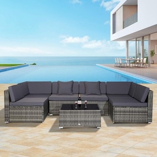 Siara 7-piece Modern Rattan Wicker Modular Sectional Patio Set by Havenside Home