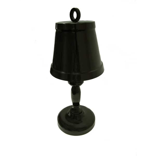 Shop Metal Table Lamp With Ring Accent On Top And Round Base Black Small On Sale Overstock 27620268