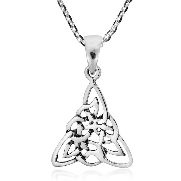 Interwoven Celtic Pendant .925 Sterling Silver Rope Knot Braided Flower Charm