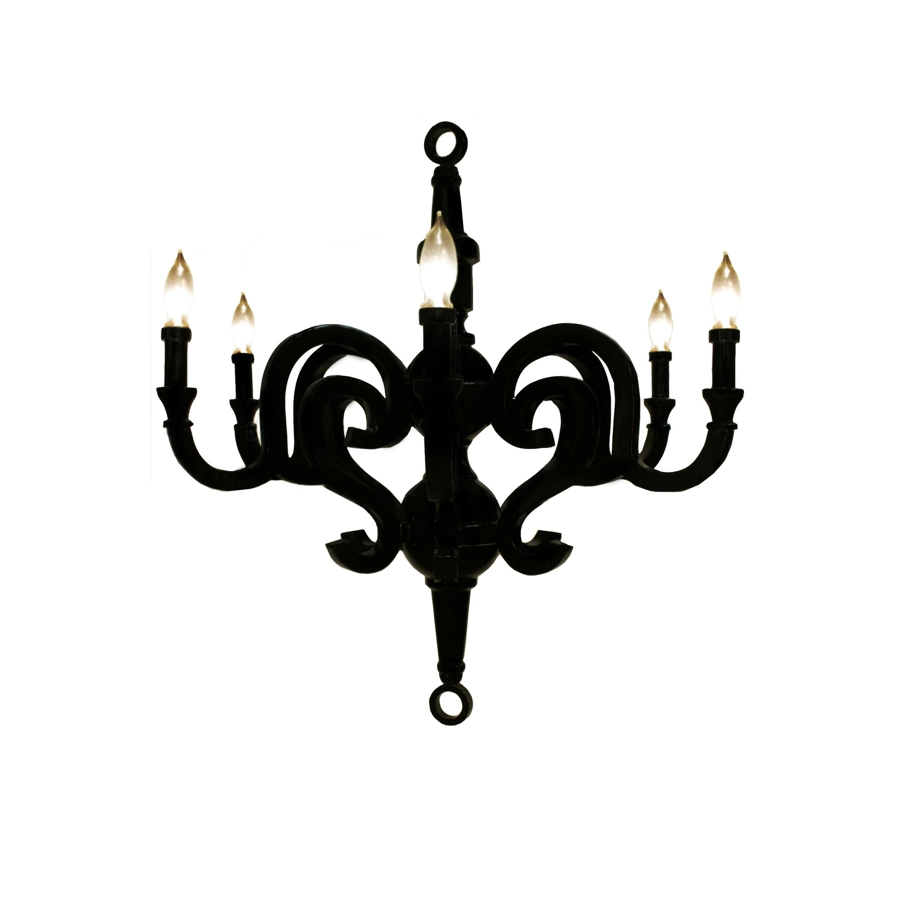 Resin Constructed Chandelier with Six Light Holders, Small, Black - Chandeliers For Bedrooms by Overstock.com