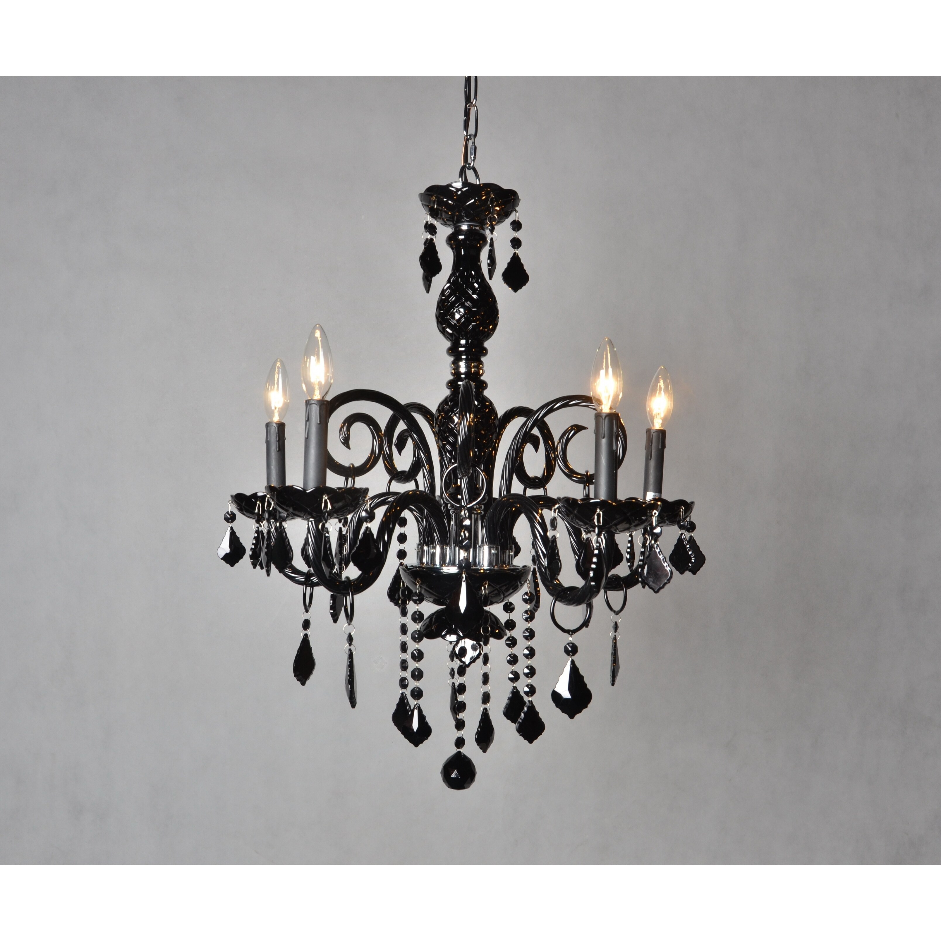 Traditional Crystal Chandelier with Five Candle Shape Light Holders, Black - Chandeliers For Bedrooms by Overstock.com
