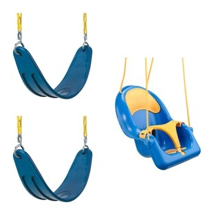 Swing-N-Slide 2 Blue Extreme-Duty Swing Seats with Chains and Comfy Coaster Toddler Swing - N/A