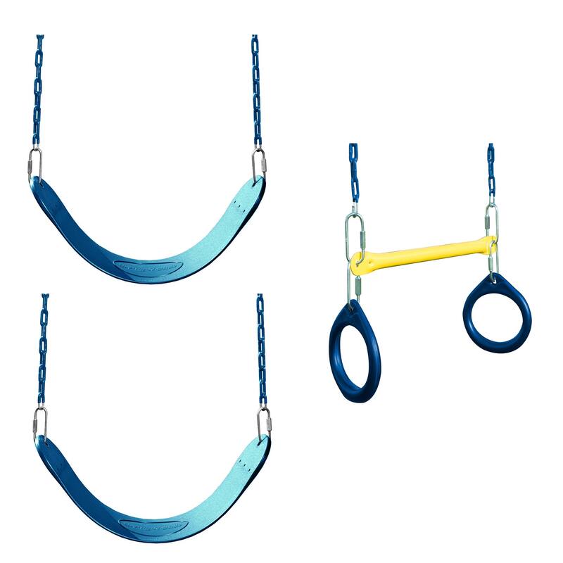 Swing-N-Slide 2 Blue Swing Seats and Ring/Trapeze Bar Combo