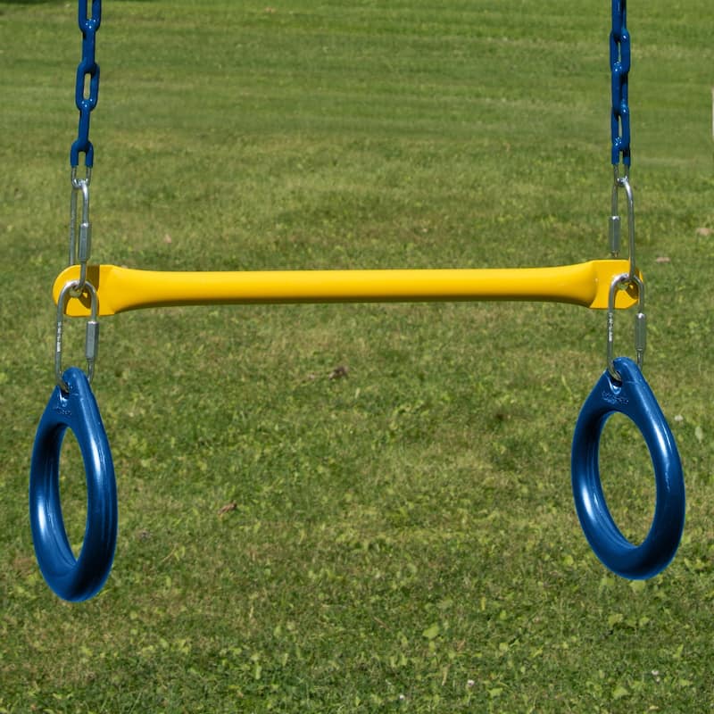 Swing-N-Slide 2 Green Swing Seats and Ring & Trapeze Bar Combo - 27" L x 5.5" W x 60" H - 27" L x 5.5" W x 60" H