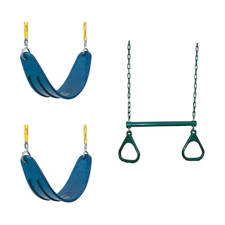 Swing-N-Slide 2 Blue Extreme-Duty Swing Seats with Chains and Extreme-Duty Ring/Trapeeze Bar Combo - N/A