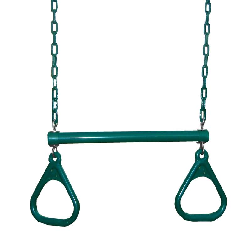 Swing-N-Slide 2 Green Extreme-Duty Swing Seats with Chains and Extreme-Duty Ring & Trapeze Bar Combo - 26" L x 6" W x .5" Thick