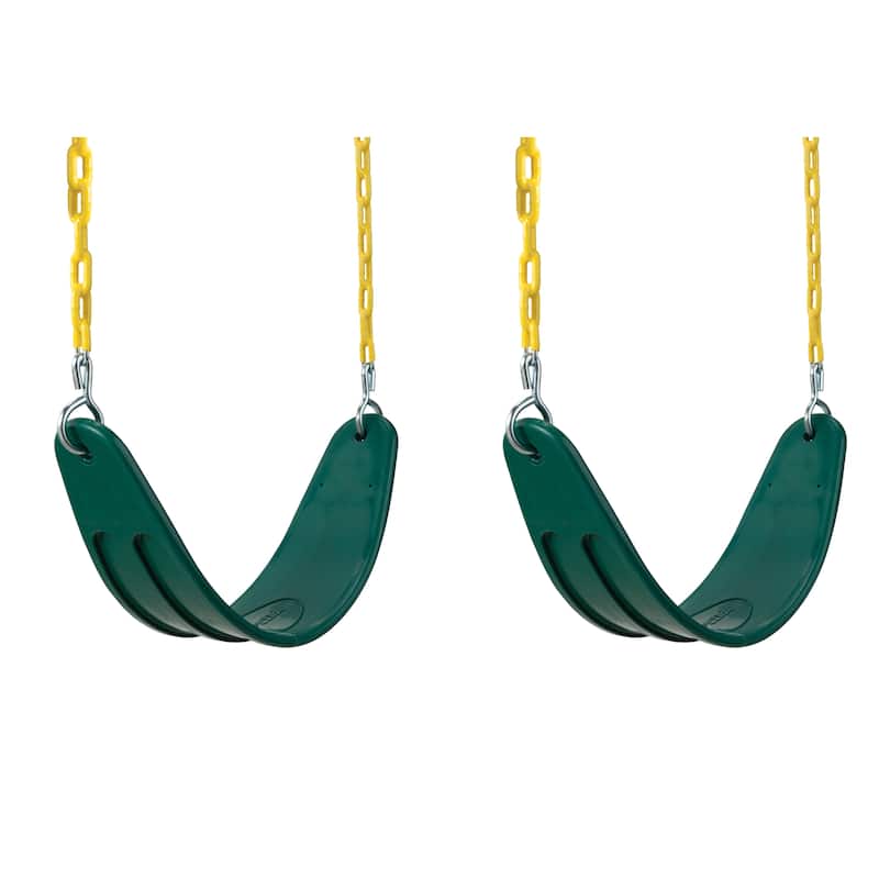 Swing-N-Slide 2 Green Extreme-Duty Swing Seats with Chains and Extreme-Duty Ring & Trapeze Bar Combo - 26" L x 6" W x .5" Thick