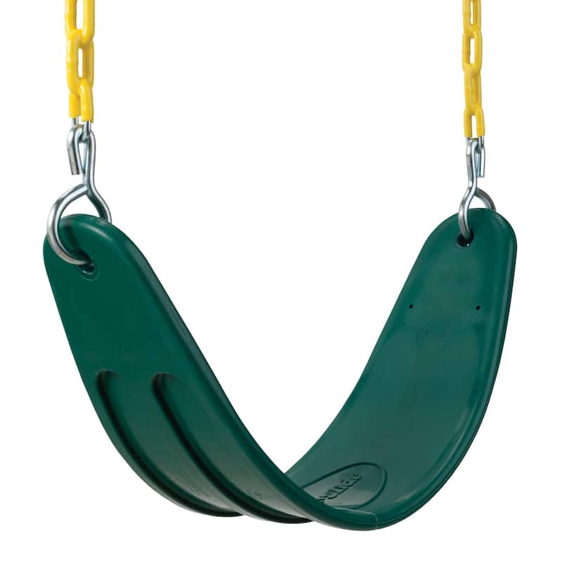 Swing-N-Slide 2 Green Extreme-Duty Swing Seats with Chains and Extreme-Duty Ring & Trapeze Bar Combo - 26" L x 6" W x .5" Thick