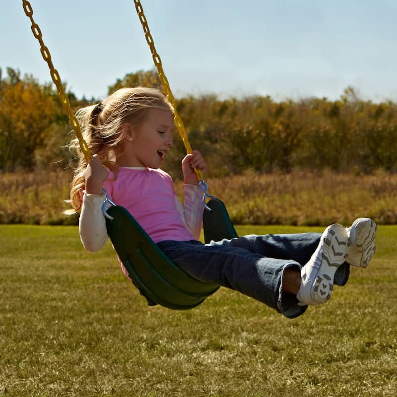 Swing-N-Slide 2 Green Extreme-Duty Swing Seats with Chains and Extreme-Duty Ring & Trapeze Bar Combo - 26" L x 6" W x .5" Thick